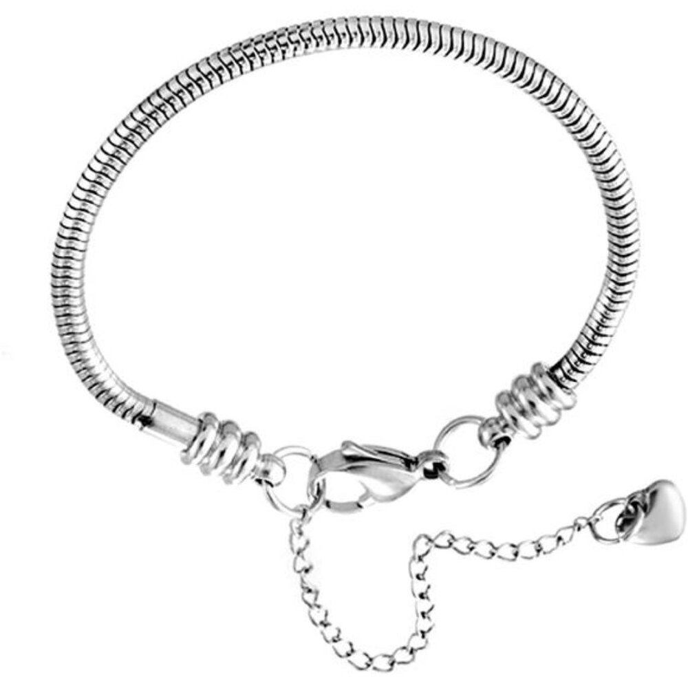 Heart Lobster Clasp Snake Chain Charm Adjustable Bracelets Compatible